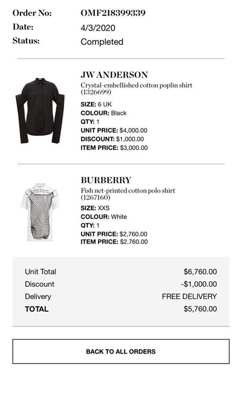 burberry order status